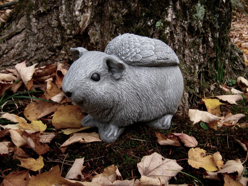 Guinea Pig Angel Statue, Concrete Pig Memorial, Remembrance Figure, Garden, Decor, Concrete Statues, Garden Statue, Cement Garden Memorial image 1