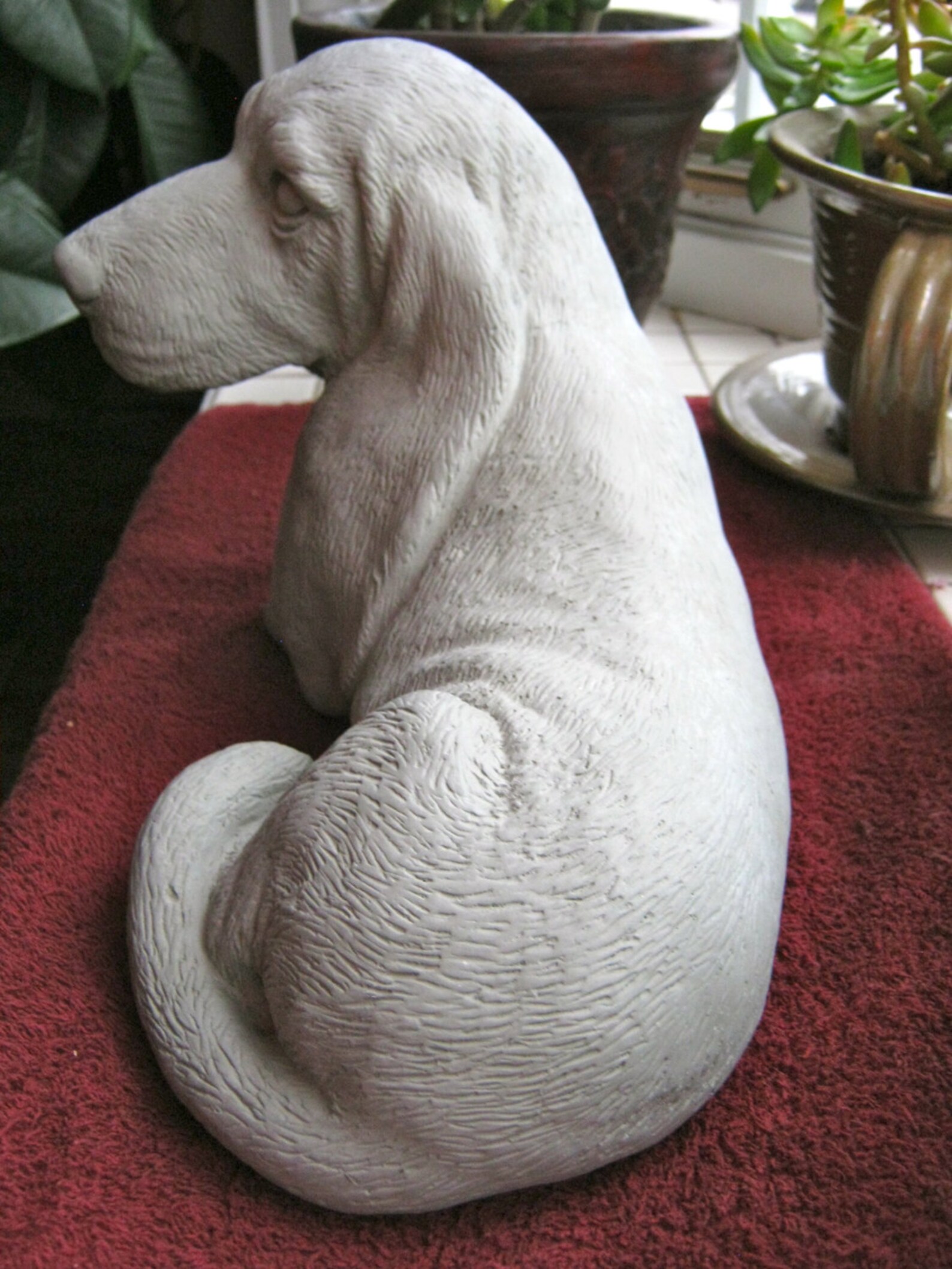 Basset Hound Statue Concrete Dog Statue Cement Garden Decor Etsy