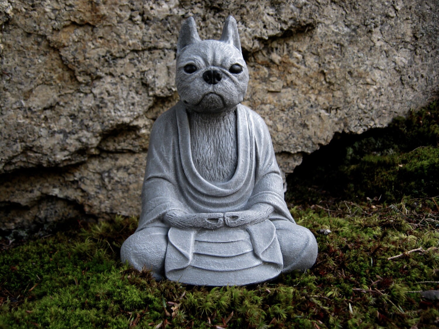 Boston Terrier Meditating Buddha Dog Statue Concrete Statues Etsy