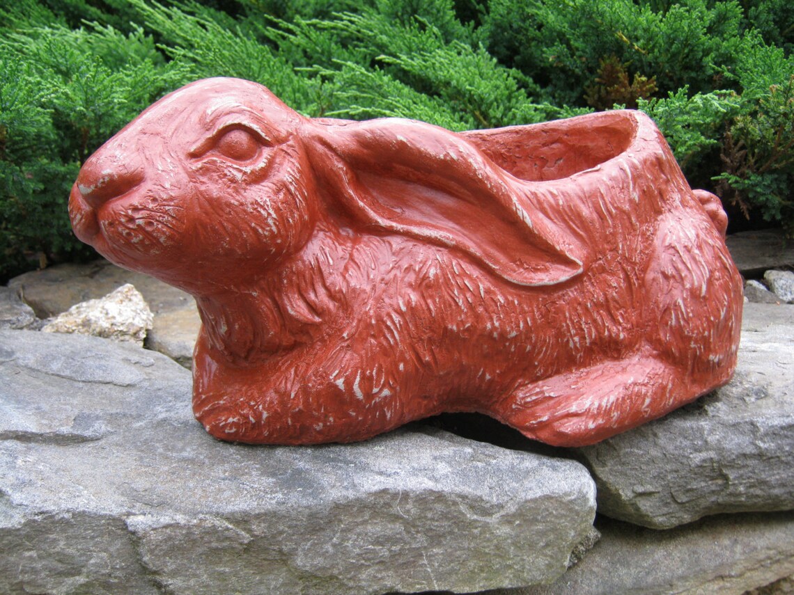 Rabbit Planter Pot Concrete Flower Pot Etsy