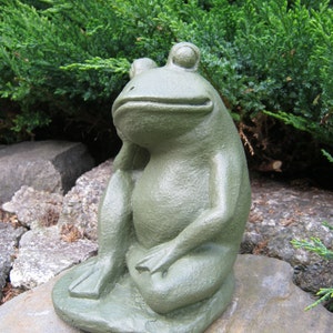 Frog Garden Statue Relaxing Concrete Frog Cement Garden Art - Etsy