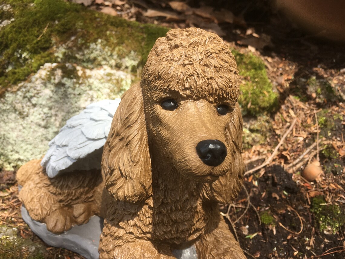 Poodle Statue Concrete Poodle Angel Statue Pet Memorial Etsy
