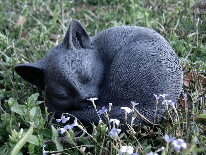 Cat Statue Concrete Cats Sleeping Cat Statues Cement Cat Etsy