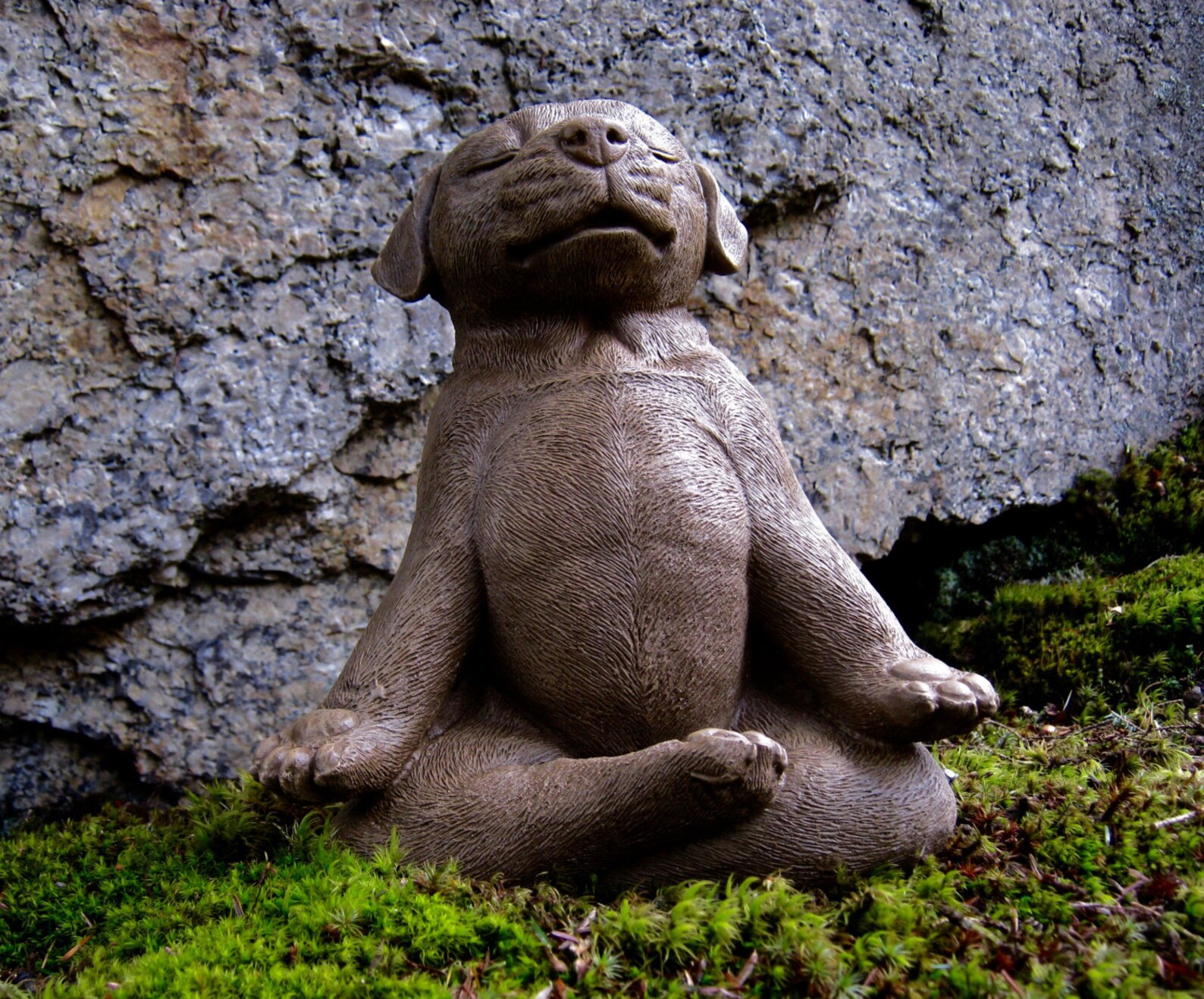 Meditating Dog Statue Zen Yoga Dog Cement Garden Statue Etsy