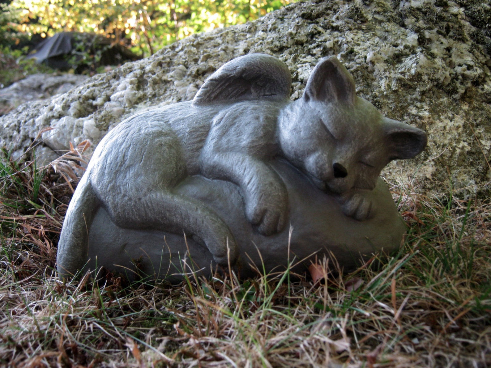 Cat Angel Statue Cat Memorial Concrete Cat Statues Cat Etsy