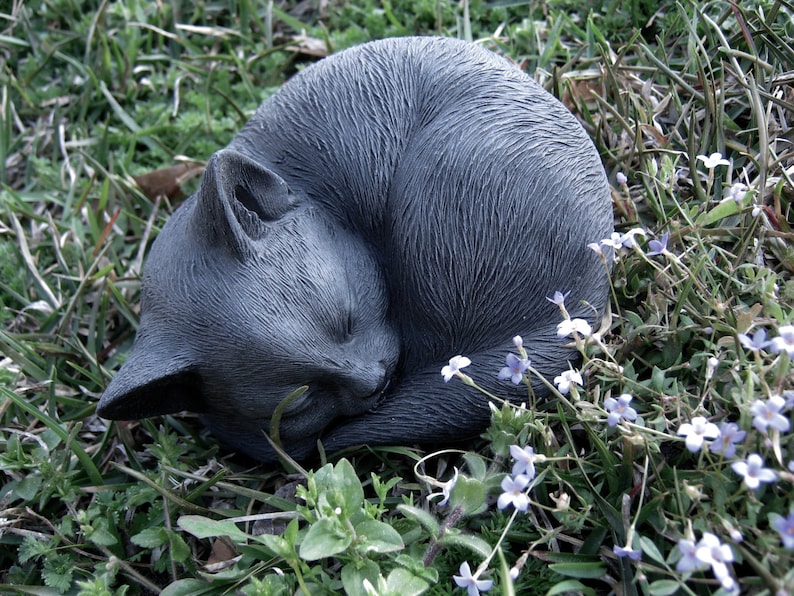 Cat Statue Concrete Cats Sleeping Cat Statues Cement Cat Etsy
