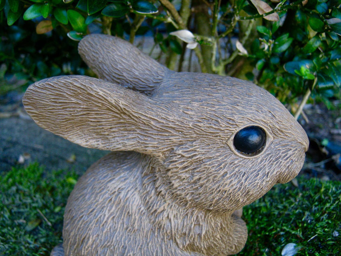 Rabbit Statue Bunny Rabbits Concrete Rabbit Figure Garden Etsy