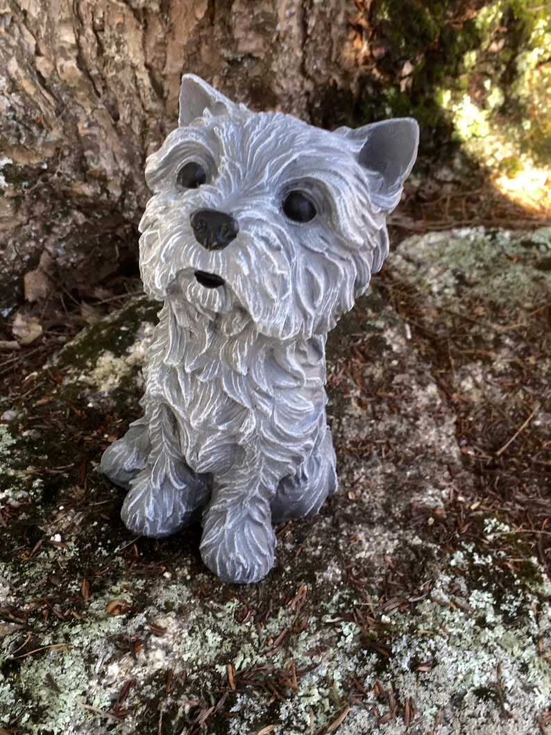 Yorkshire Terrier Concrete Statue Garden Statue Yorkie Etsy