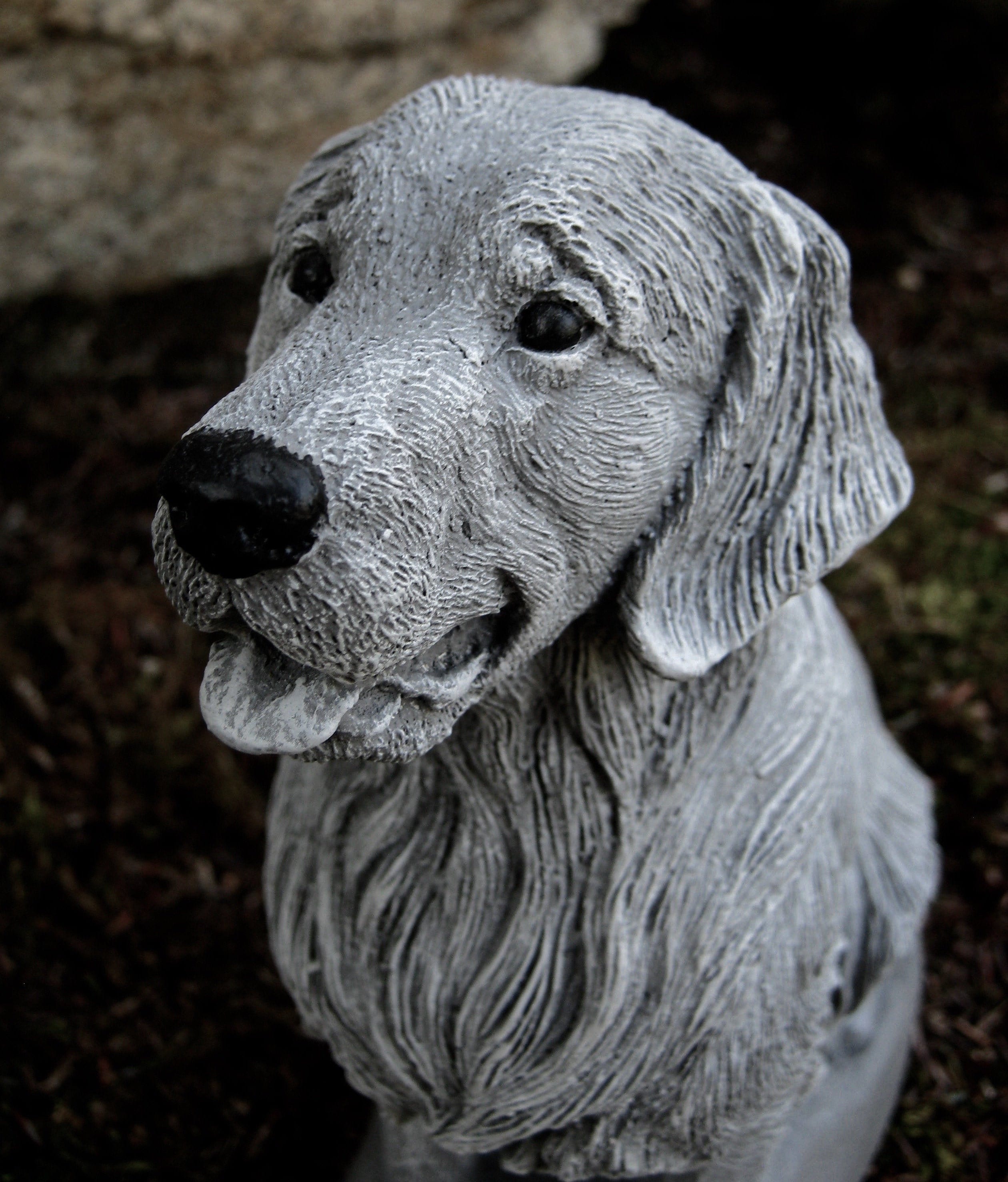golden retriever cement statue