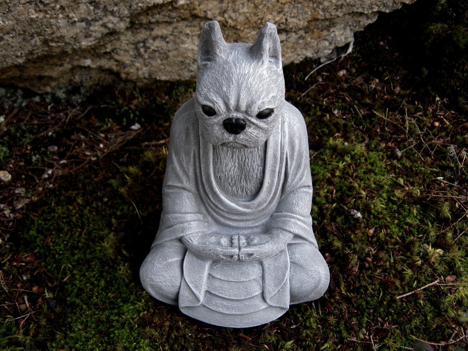 Boston Terrier Meditating Buddha Dog Statue Concrete Statues Etsy
