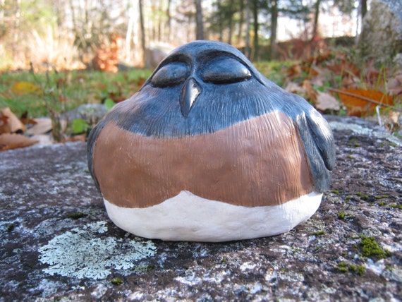 bird statue concrete bluebird garden decor fat bird cement etsy