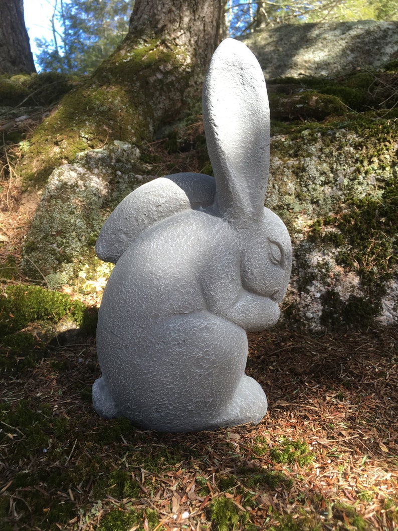 Rabbit Statue Concrete Garden Rabbits Garden Decor Cement Etsy