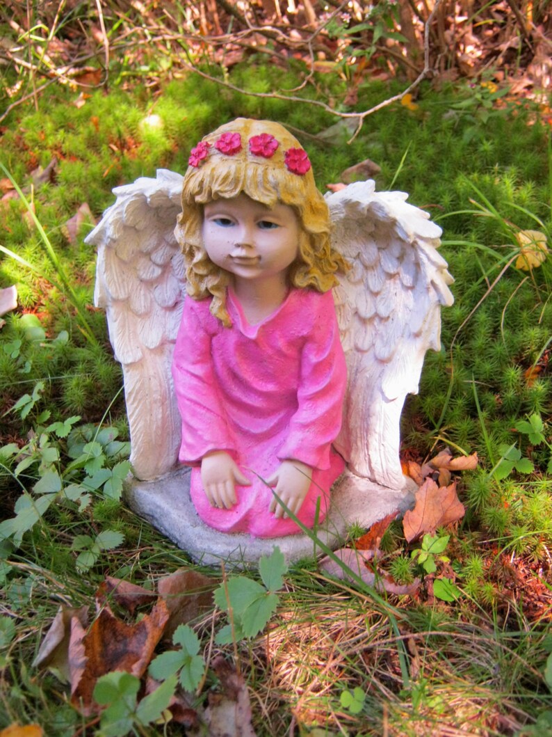 Angel Girl Concrete Garden Statue Painted Cement Figure Etsy