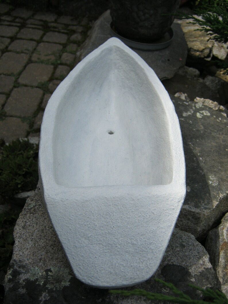 Boat Planter Painted Concrete Yacht Plant Pot Outdoor Etsy