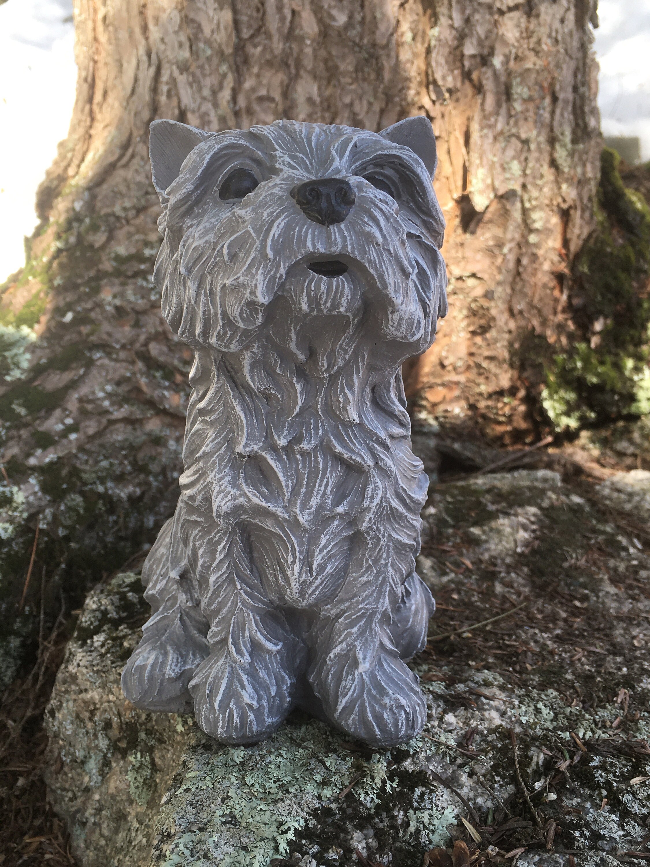Cement Yorkshire Terrier Yorkie 8 Tall Dog Garden Art Concrete Statue Puppy Pet Memorial