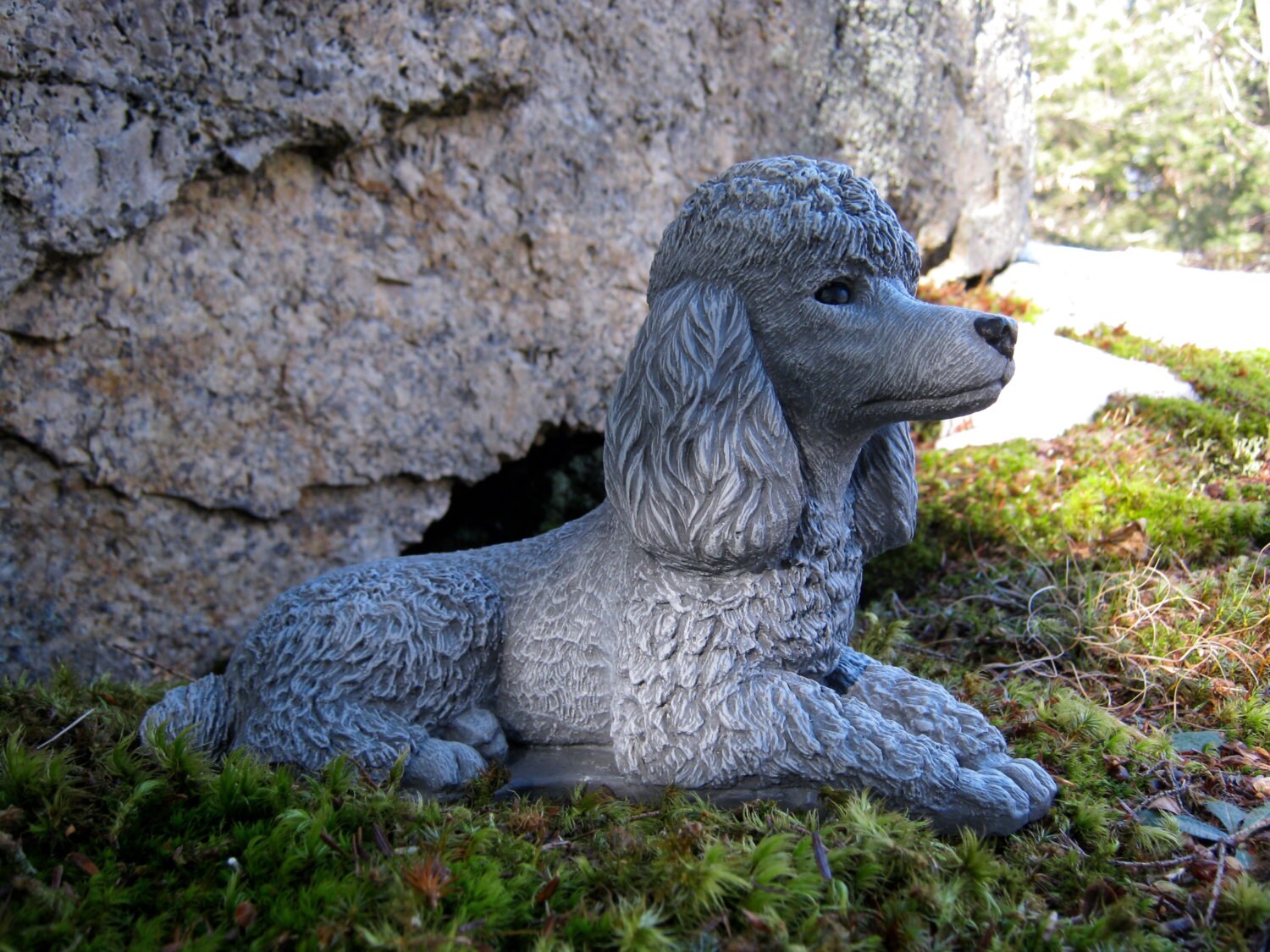 Poodle Statue Toy Dog Concrete Figure Cement Garden Decor Etsy