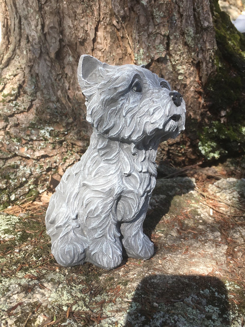 Yorkshire Terrier Concrete Statue Garden Statue Yorkie Etsy
