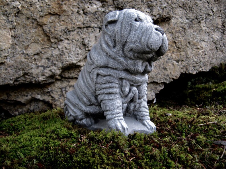 Sharpei Dog Statue Concrete Dog Statues Pet Memorial Head Etsy