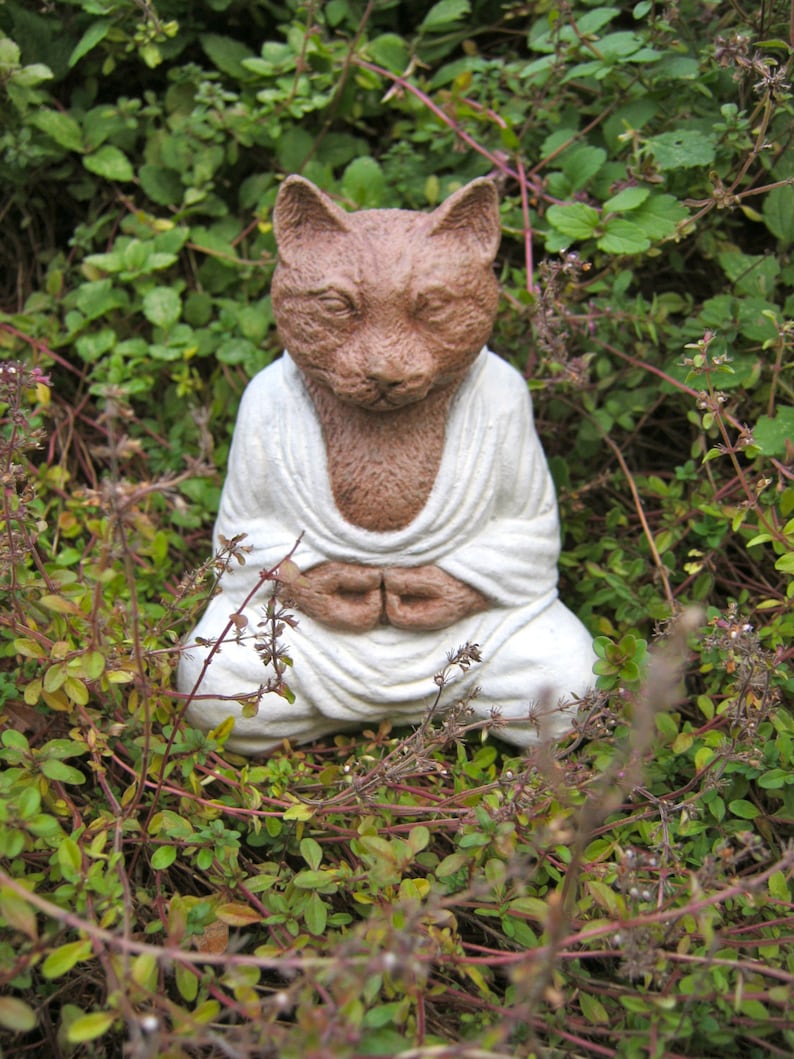 Buddha Cat Meditating Cat Concrete Cat Statue Cat Figure - Etsy