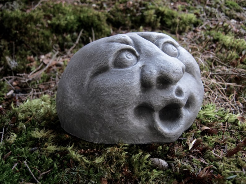 Garden Rock Face Concrete Garden Face Funny Face Rocks With Etsy