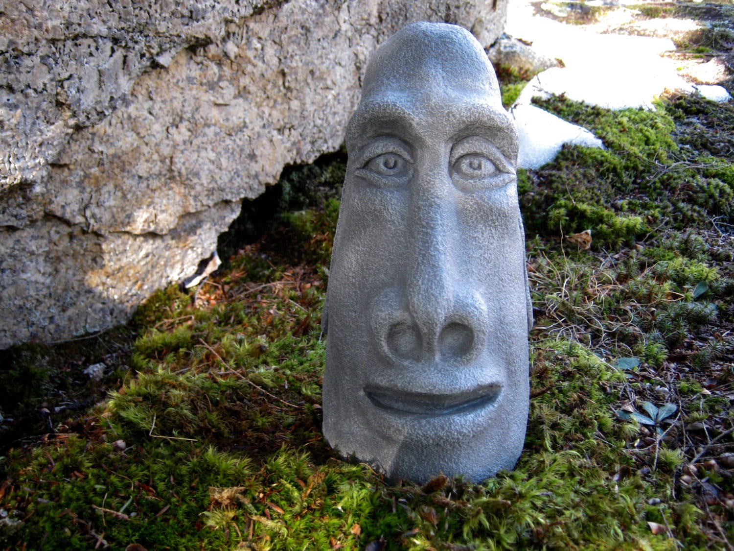 Easter Island Head Concrete Rock Face Moai Statue Cement Etsy