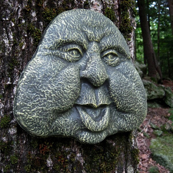 Rock Face Garden Decor, Garden Art, Friendly Face, Concrete Garden Face, Concrete Statue, Cement Rock Face, Hanging Face, Garden Faces.