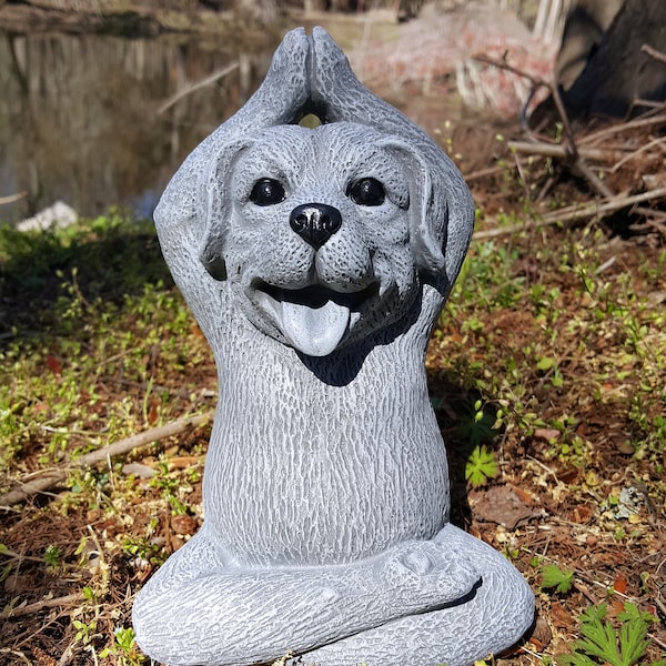 Meditating Dog Statue, Yoga Dog Garden Statue, Dog Buddha, Zen Garden Decor, Unique Yard Art, Dog Statue, Meditation Statue, Yoga Decor