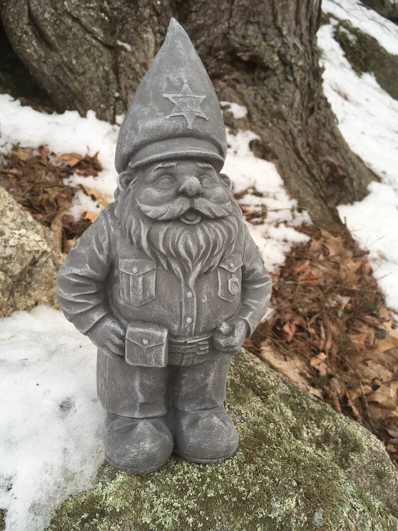 Police Gnome Statue Garden Gnomes Concrete Gnome Cement Etsy