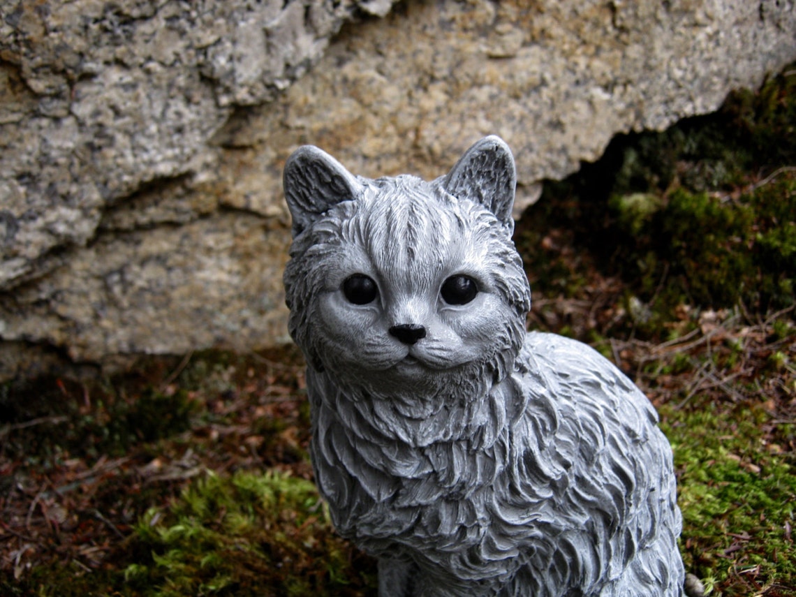 Cat statue Concrete cat figure Cement garden decor Statues of Etsy