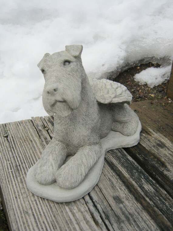 Fox Terrier Memorial Concrete Statue Wire Haired Pet Image 0