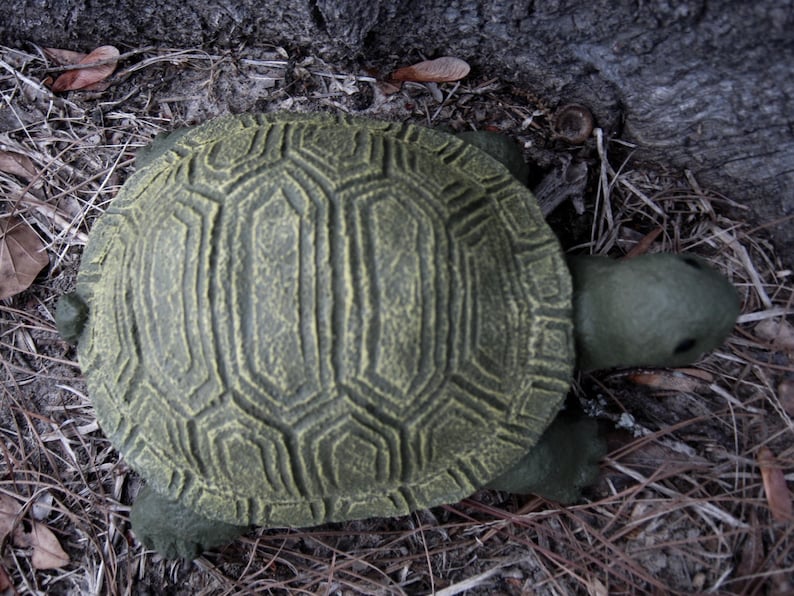 Turtle Statue Stretching Painted Concrete Garden Figure - Etsy