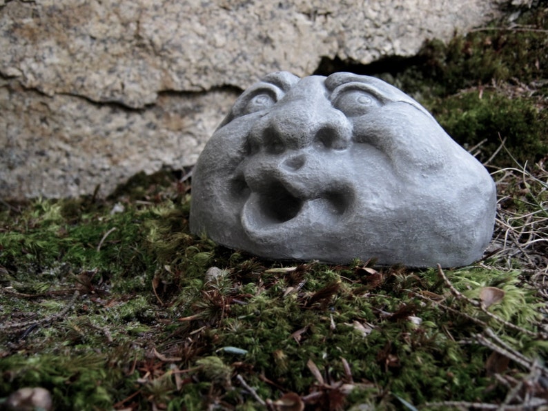 Garden Rock Face Concrete Garden Face Funny Face Rocks With Etsy