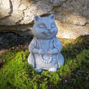 Cat Statue, Meditating Cat Buddha Statue, Zen Cat, Concrete Cat Statues, Garden Cat Figure, Cement Cat Statue, Buddha Cat, Garden Art
