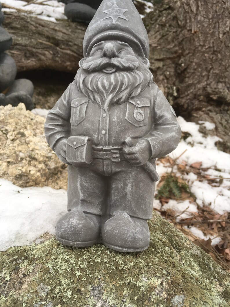 Police Gnome Statue Garden Gnomes Concrete Gnome Cement | Etsy