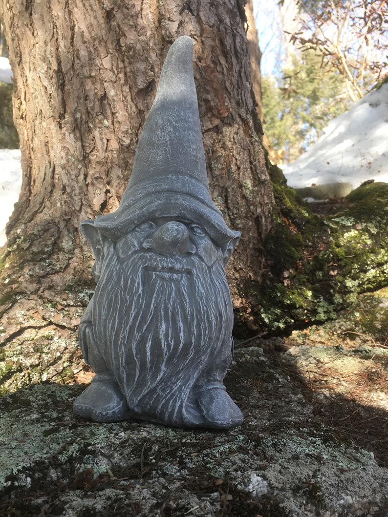 Gnome Statue Garden Gnome Cement Statue Painted Concrete | Etsy