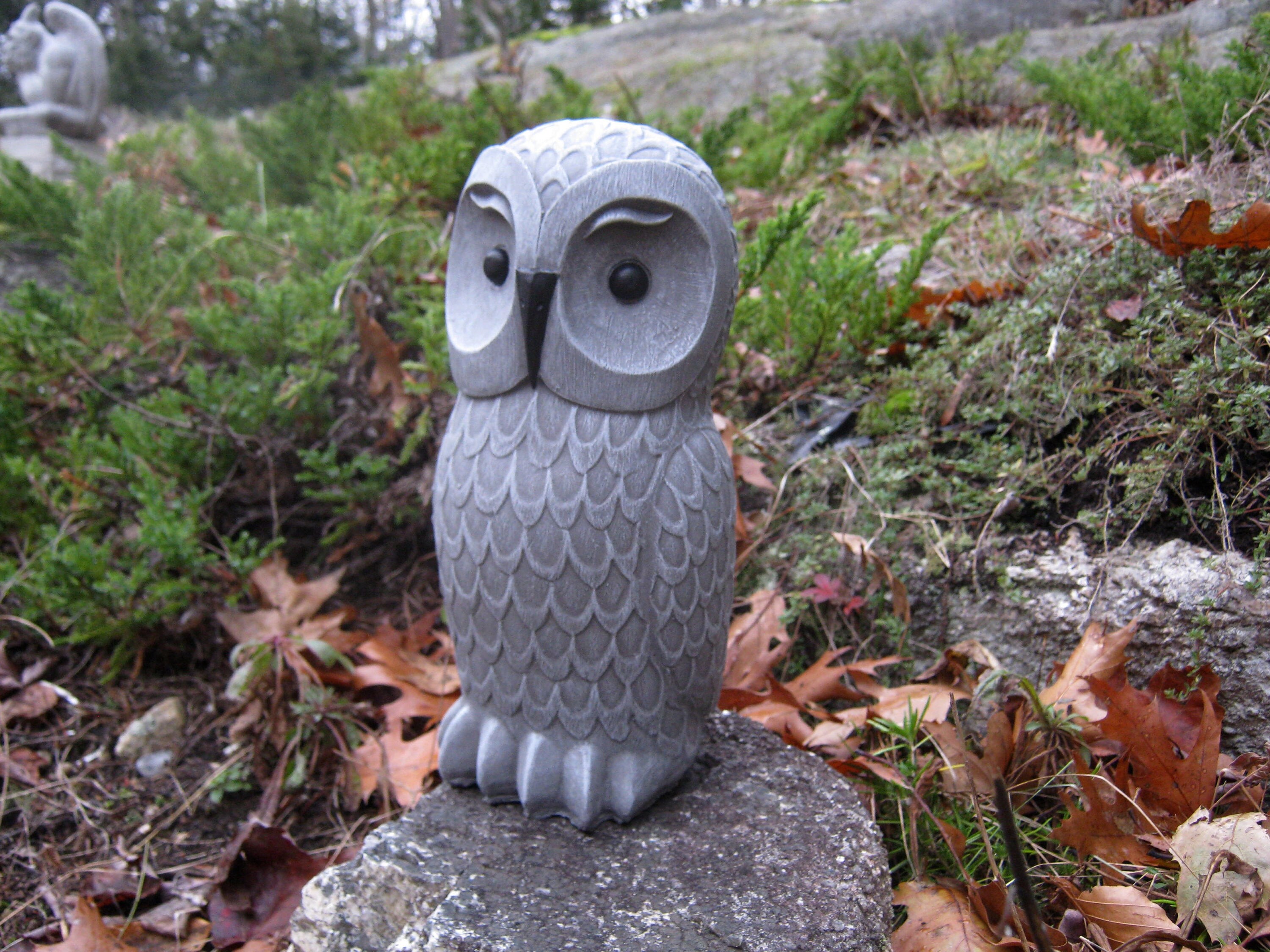 Owl Statue Sculpture Concrete Owl Post Topper Owl Cement Etsy