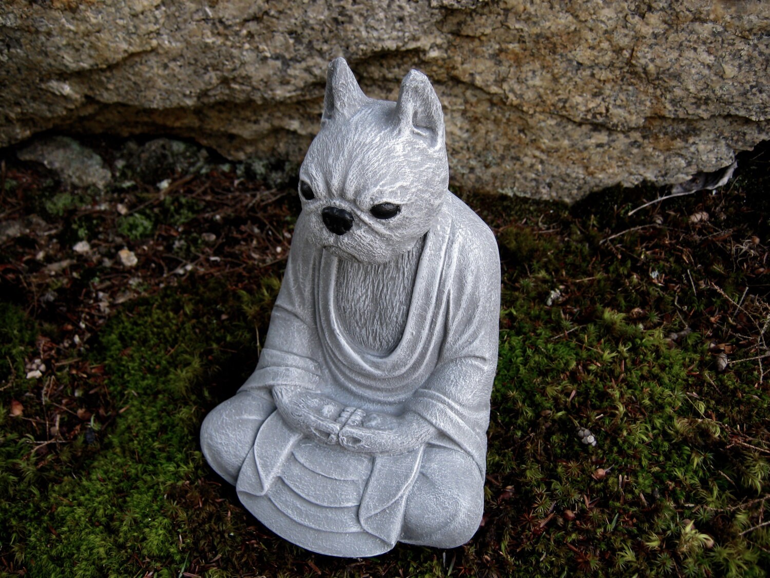 Boston Terrier Meditating Buddha Dog Statue Concrete Statues Etsy