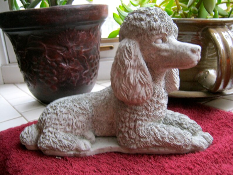 Poodle Statue Toy Dog Concrete Figure Cement Garden Decor Etsy
