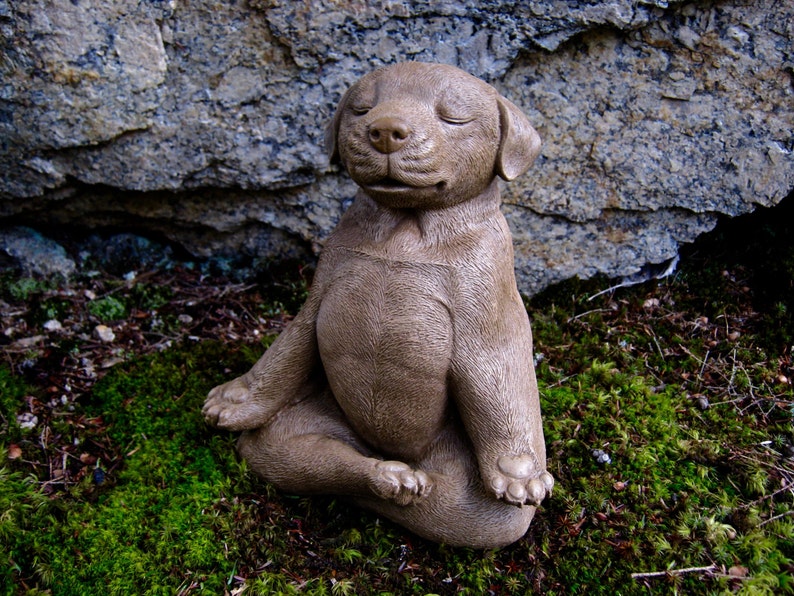 Meditating Dog Statue Zen Yoga Dog Cement Garden Statue Etsy