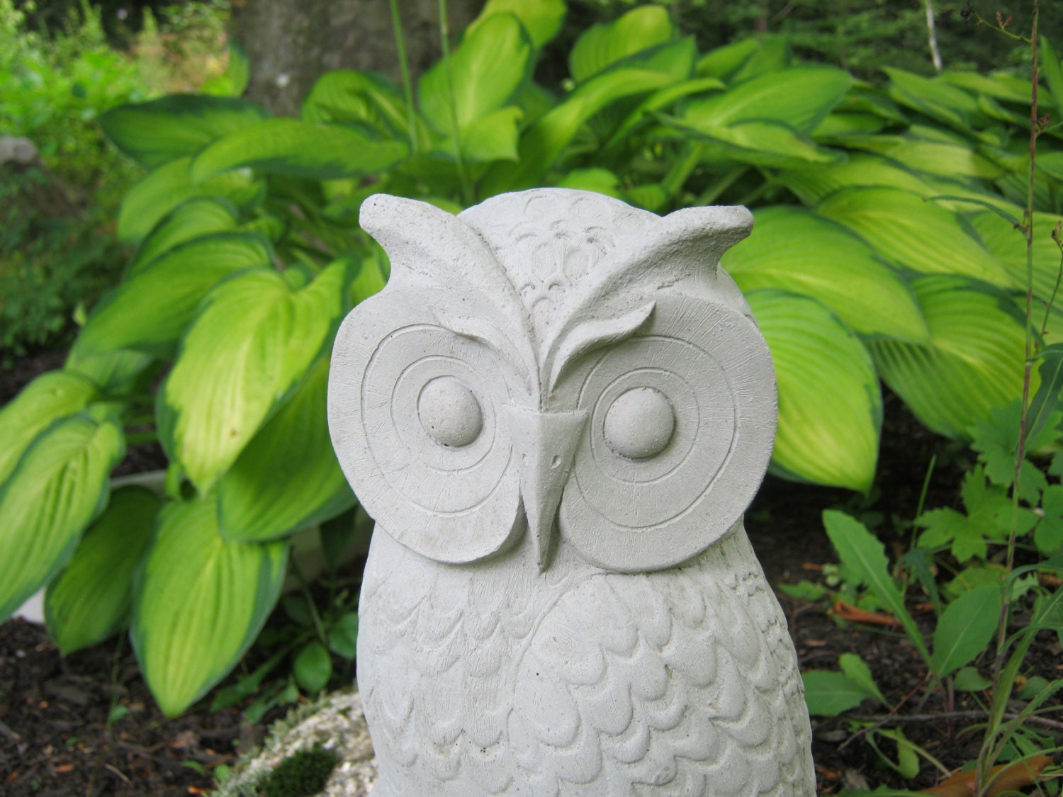 Owls Cast Stone Garden Owl Statues Two Concrete Owls Pair Etsy