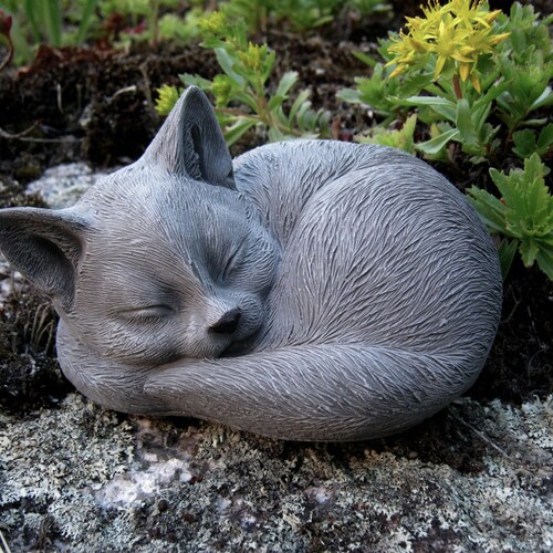 Cat Statue Concrete Cats Sleeping Cat Statues Cement Cat Etsy