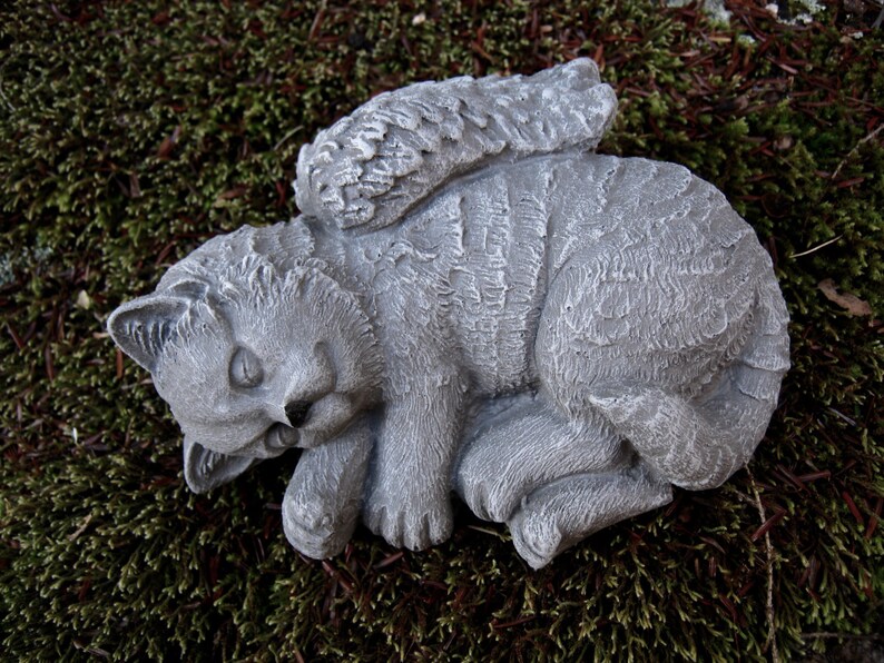 Cat Angel Concrete Statues Pet Memorial Cat Statues Pet Etsy