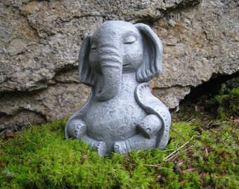 Elephant Statue, Meditating Buddhist Elephant, Buddha Altar Figure, Concrete Garden Statue, Yard Art, Concrete Elephant, Garden Decor,.