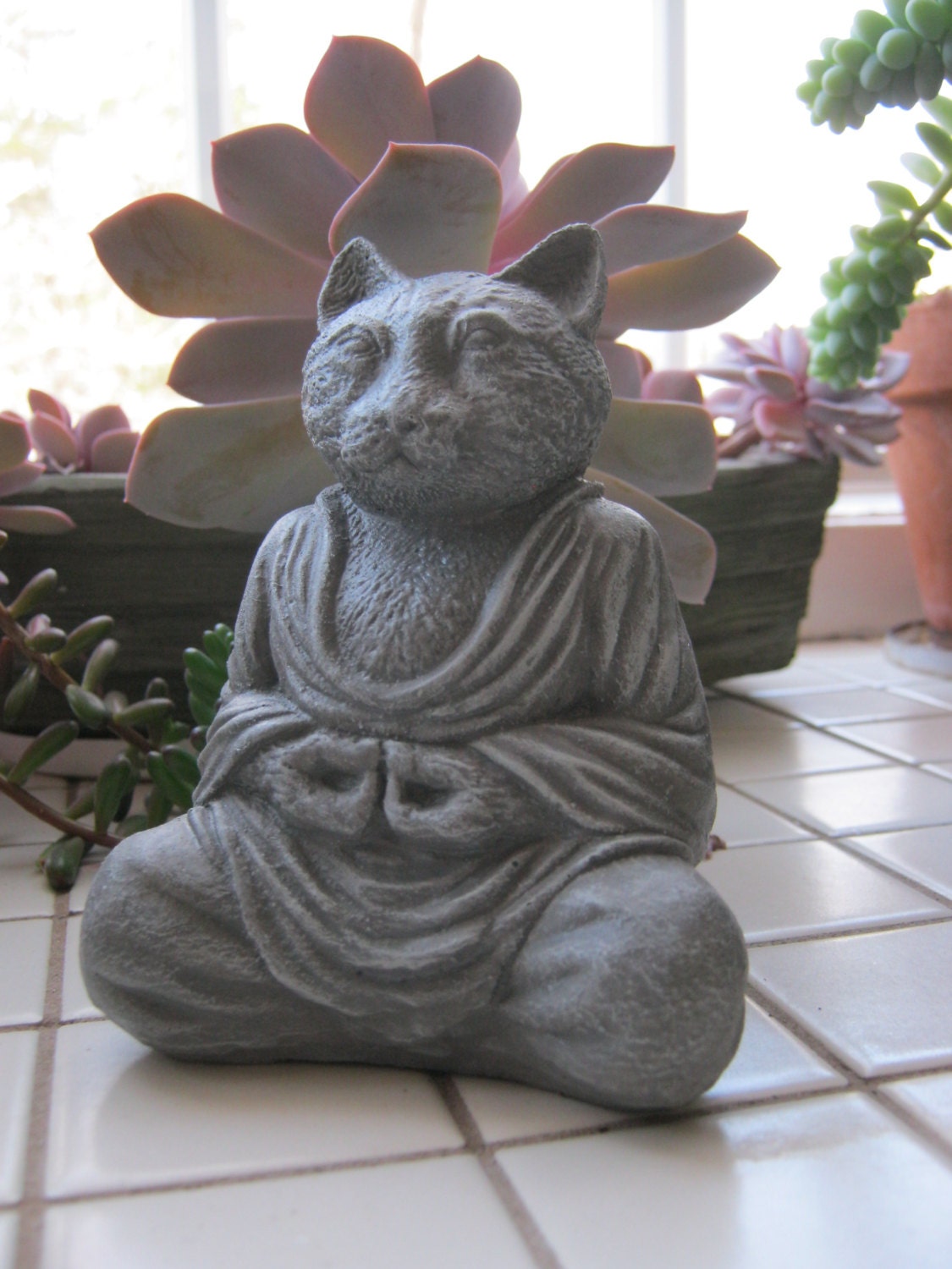 Buddha Cat Meditating Cat Statue Concrete Cats Zen Home and Etsy UK