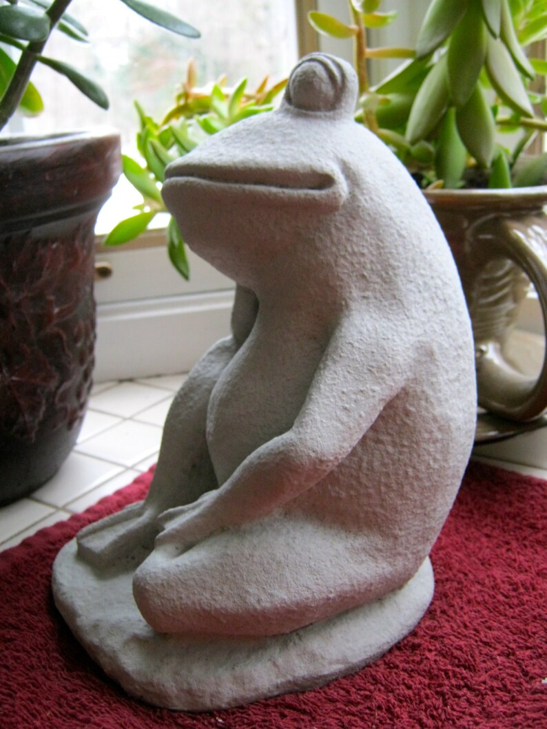 Frog Statue Concrete Relaxing Frog Figure Cement Garden | Etsy