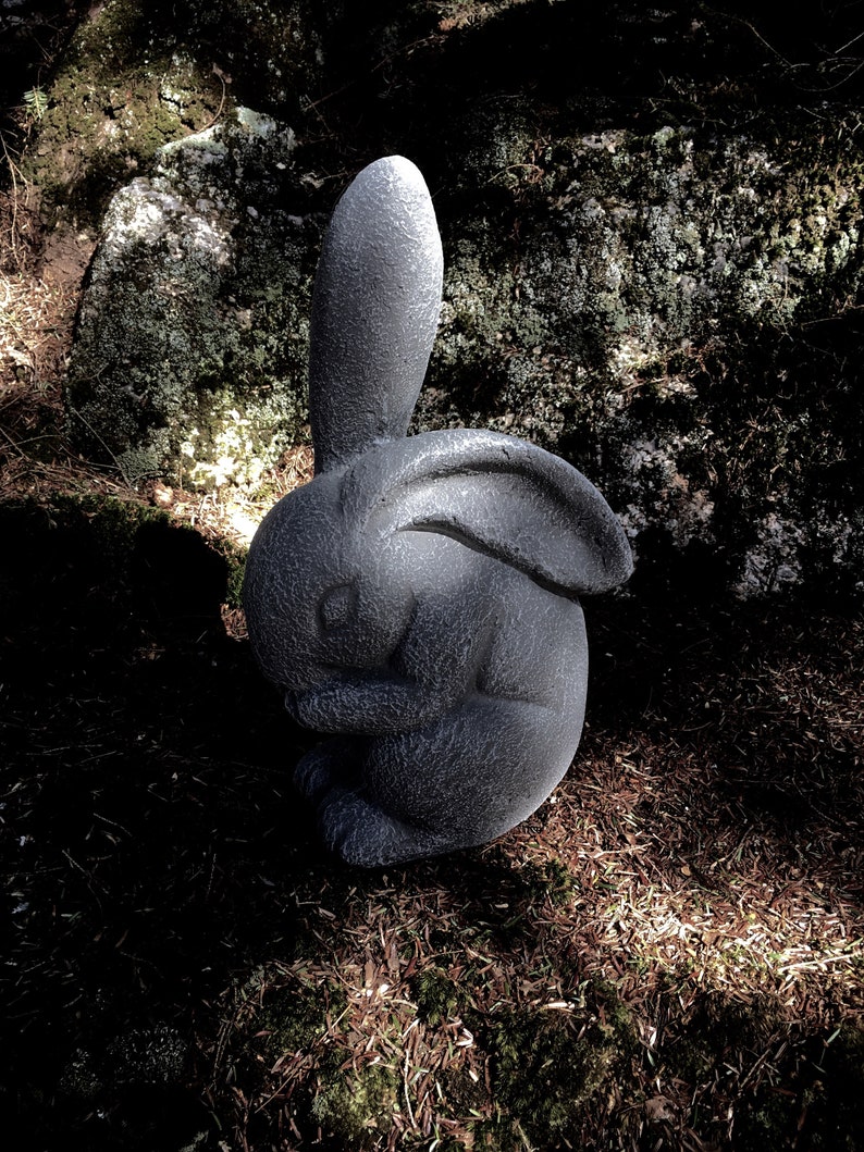Rabbit Statue Concrete Garden Rabbits Garden Decor Cement Etsy