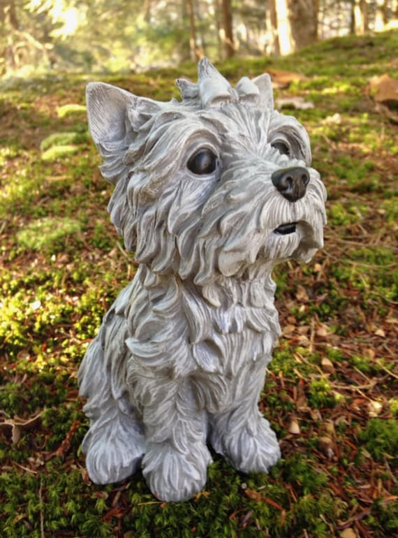 Yorkshire Terrier Garden Statue Yorkie Figure Dog Image 0