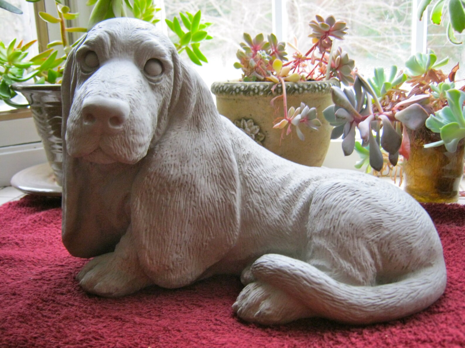 Basset Hound Statue Concrete Dog Statue Cement Garden Decor Etsy