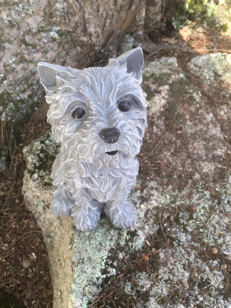 Yorkshire Terrier Concrete Statue Garden Statue Yorkie Etsy
