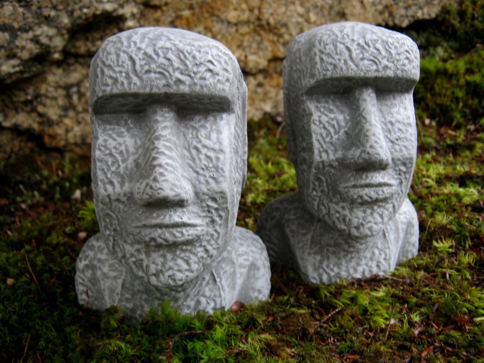 Easter Island Head Moai Head Concrete Heads Garden Decor Etsy